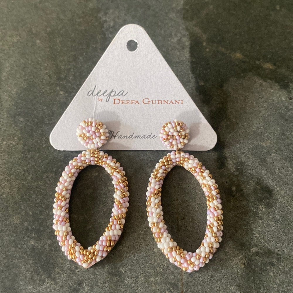 Deepa Gurnani Handmade Beaded Earrings NWT